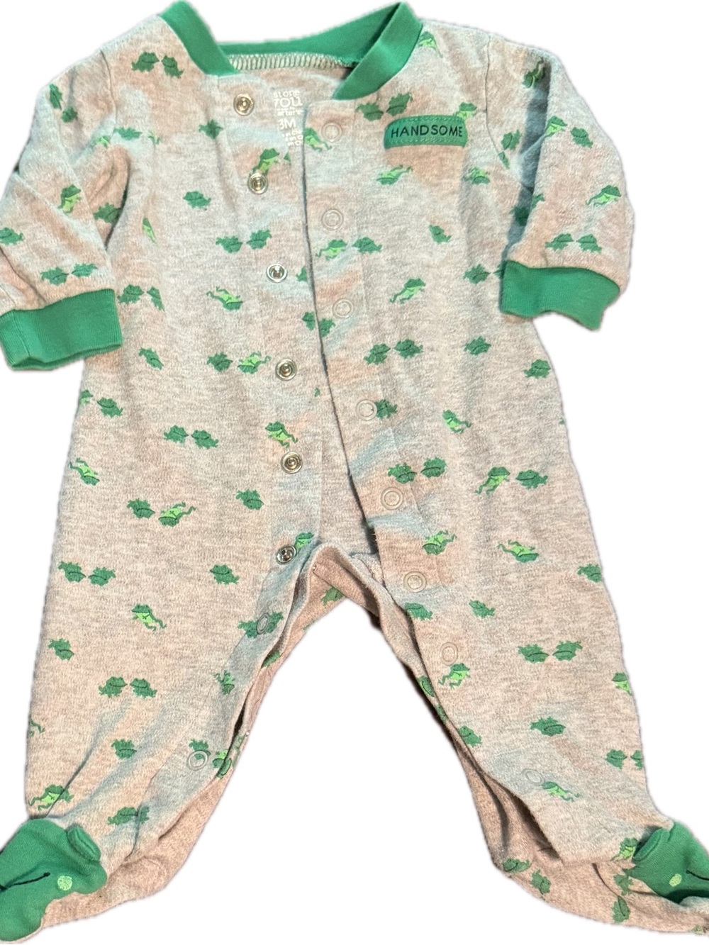 Carter's Gray and Green Footed One-Piece
